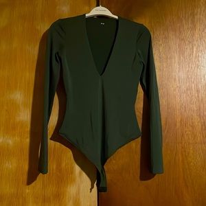 NEVER WORN Alix Forest Green Body Suit V- Neck